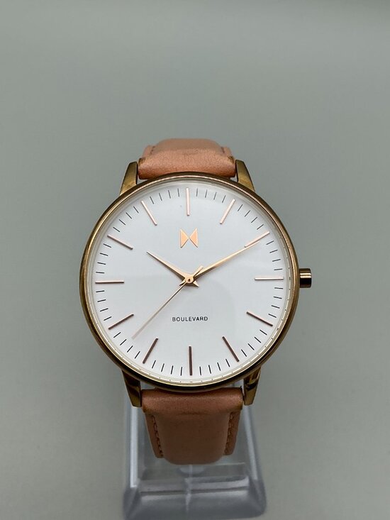 MVMT Boulevard 38mm Women Watch Rose Gold Tone Pink Leather Band New Battery main image 5